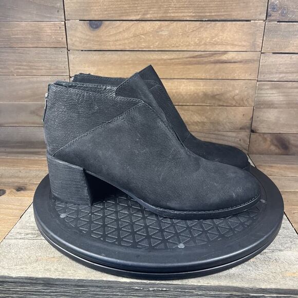 Eileen Fisher Womens Size 6 Bren Ankle Block Heel Black Leather Zip Boots - Picture 1 of 10
